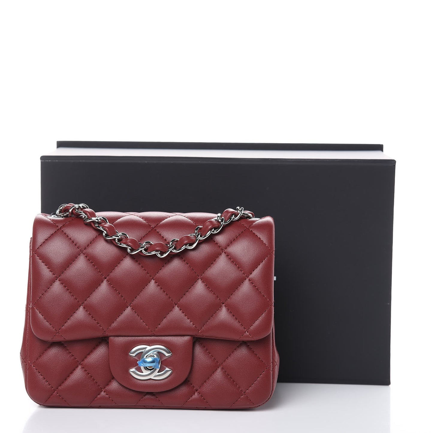 Lambskin Quilted Mini Square Flap Burgundy