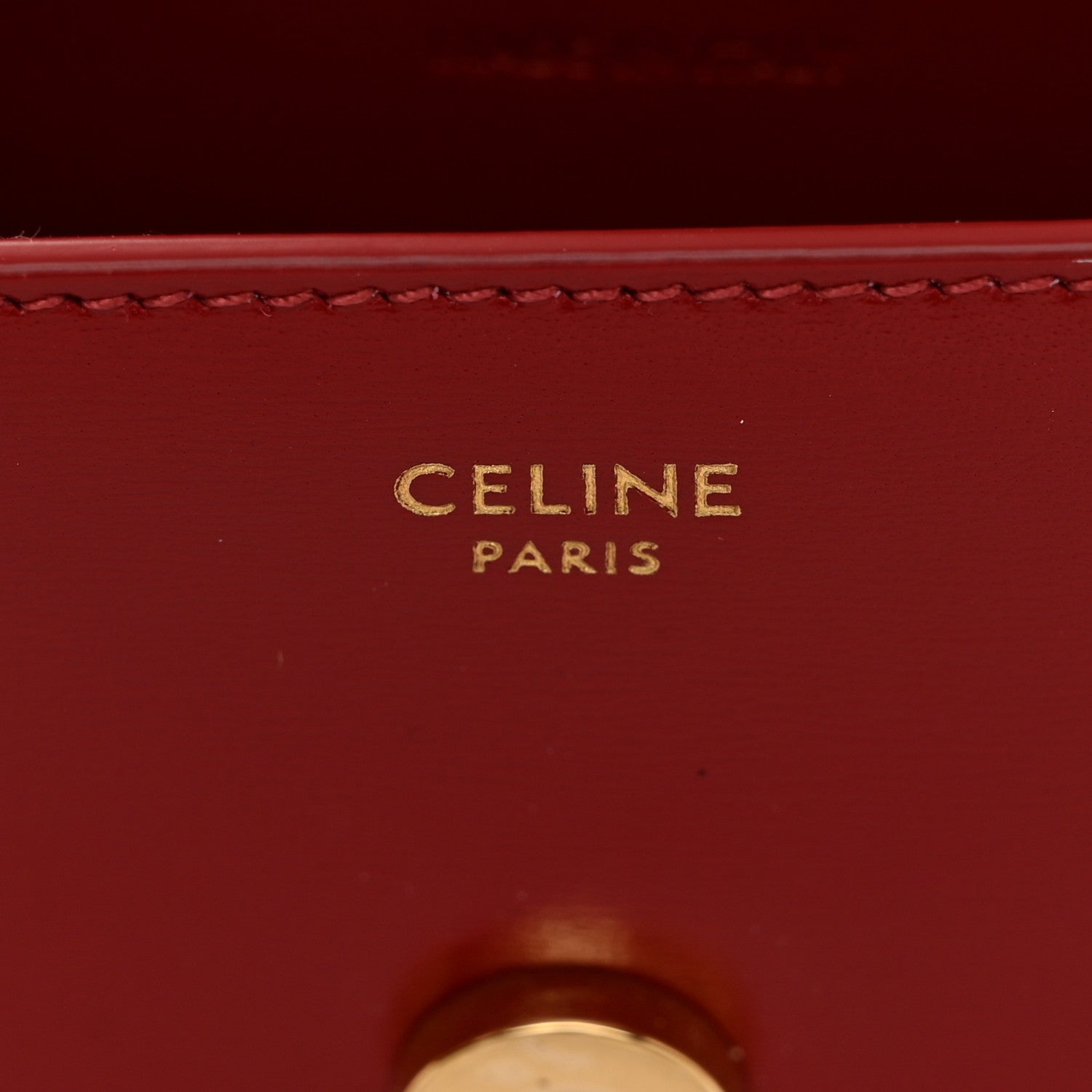 Celine Shiny Calfskin Triomphe Card Holder on Chain Velvet Red 6 of 10