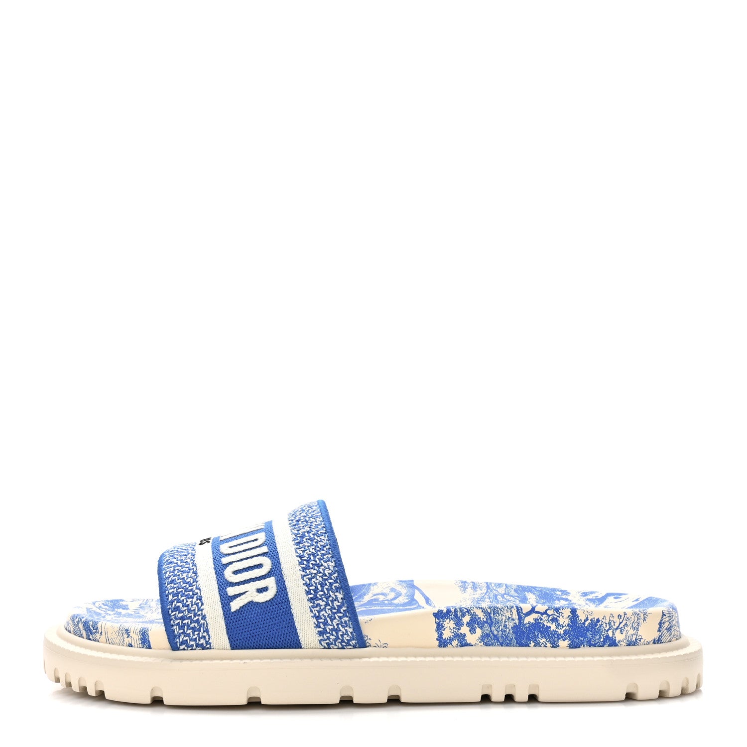 Christian Dior Canvas Toile de Jouy Embroidered Dway 10mm Slide Sandals 39.5 Blue 1 of 9