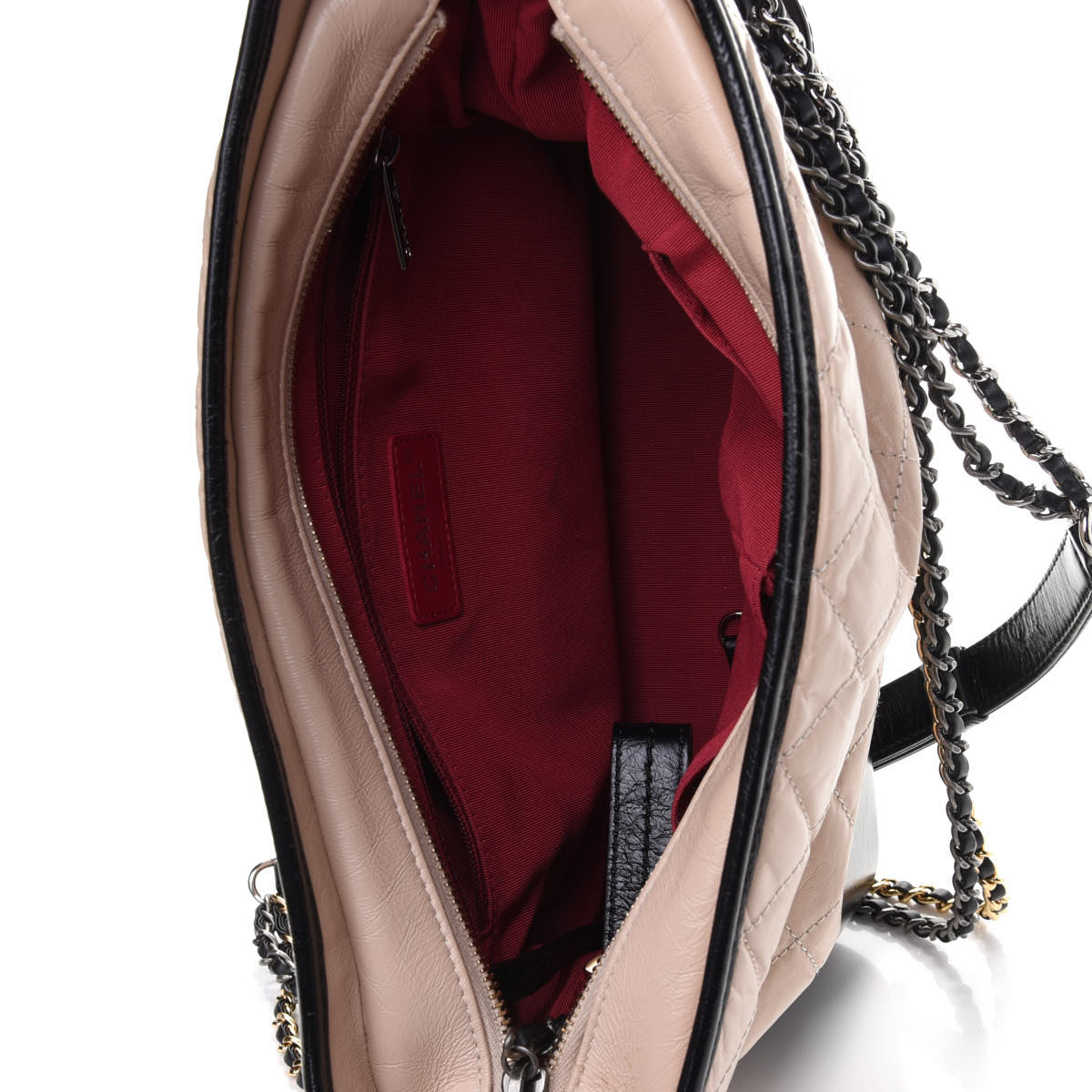 Chanel Aged Calfskin Quilted Medium Gabrielle Hobo Beige Black 4 of 4