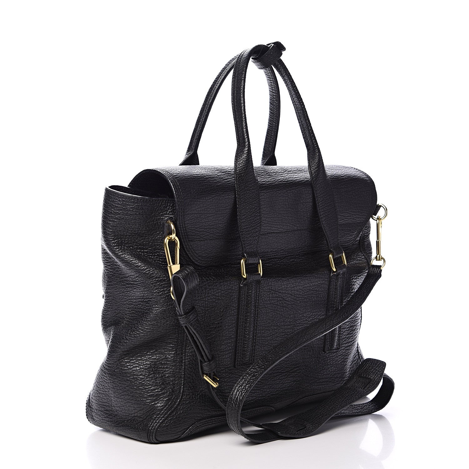 3.1 Phillip Lim 3.1 Textured Calfskin Medium Pashli Satchel Black 2 of 11