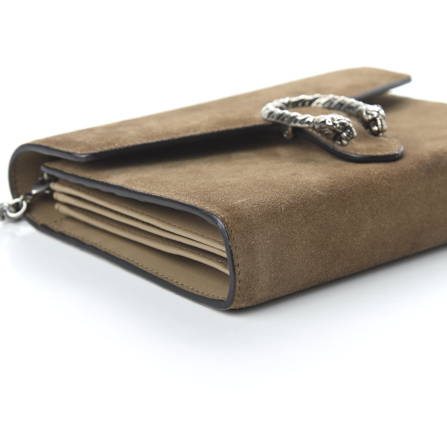 Suede Mini Dionysus Chain Wallet Taupe
