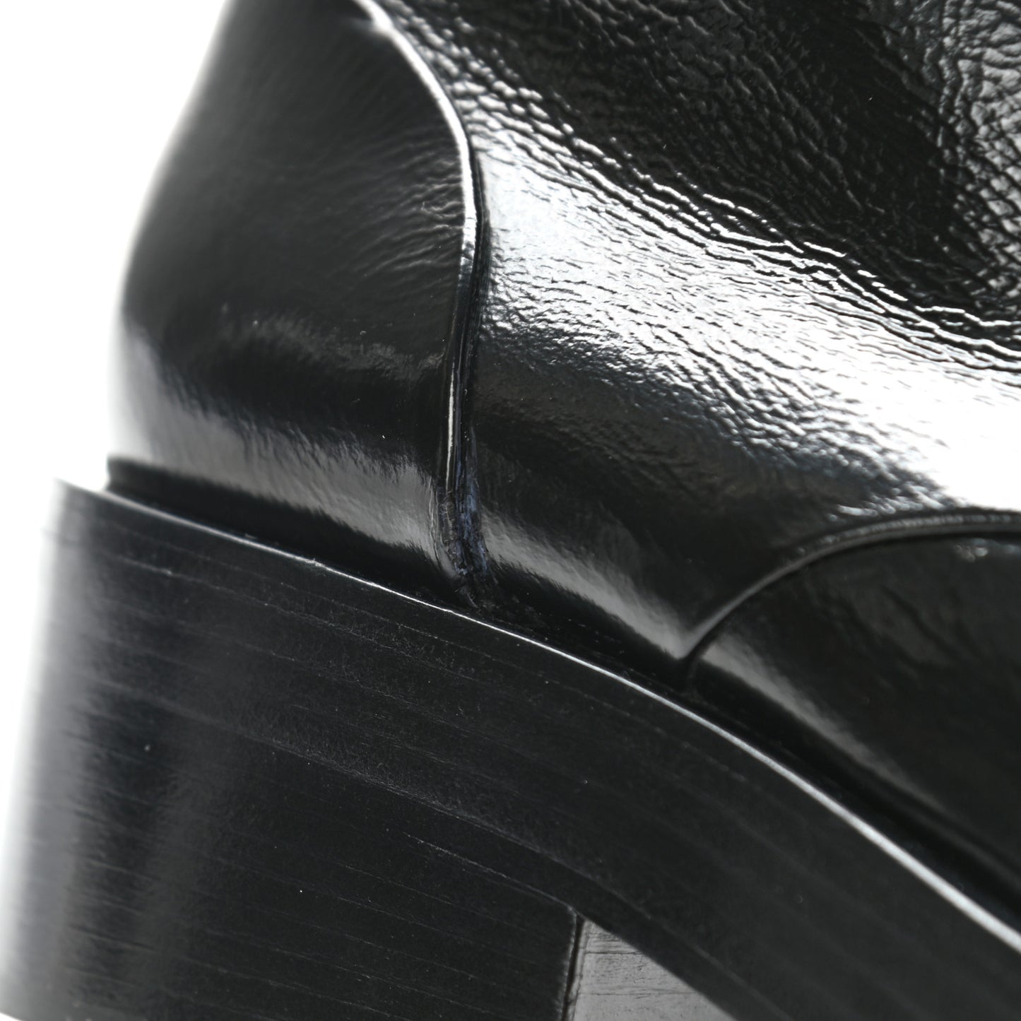 Shiny Goatskin Cap Toe Combat Boots 41 Black Dark Grey