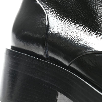 Chanel Shiny Goatskin Cap Toe Combat Boots 41 Black Dark Grey 10 of 10
