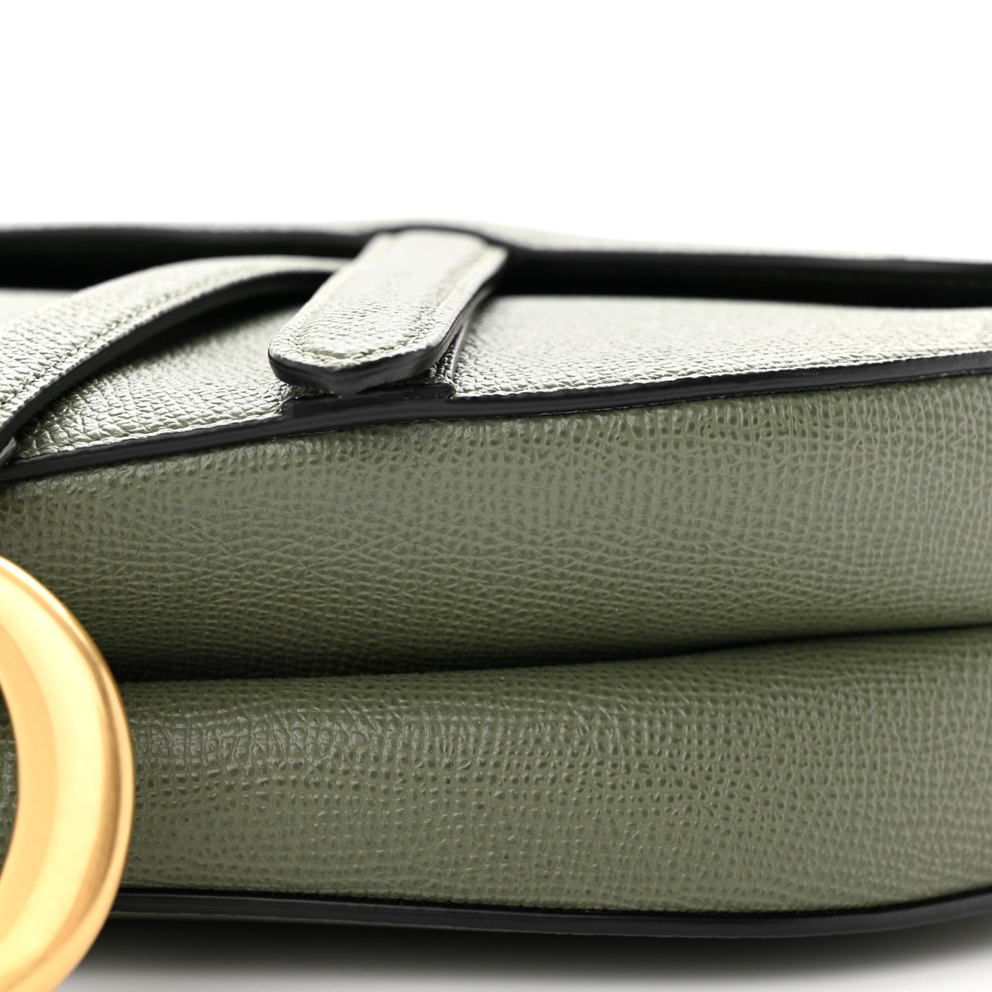 Grained Calfskin Saddle Bag With Strap Sage Green