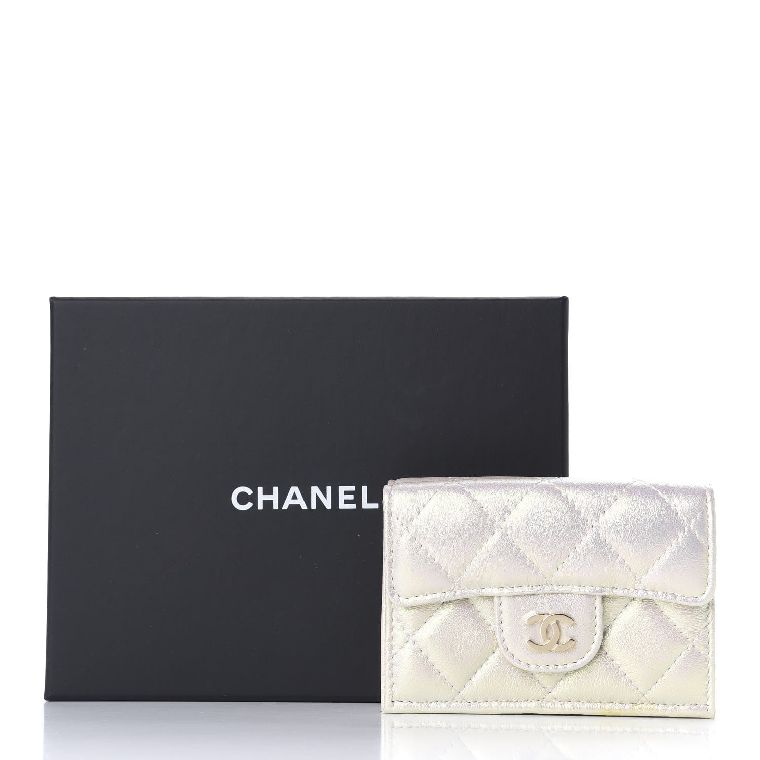 Chanel Iridescent Lambskin Quilted Double Flap Wallet Ivory 8 of 8