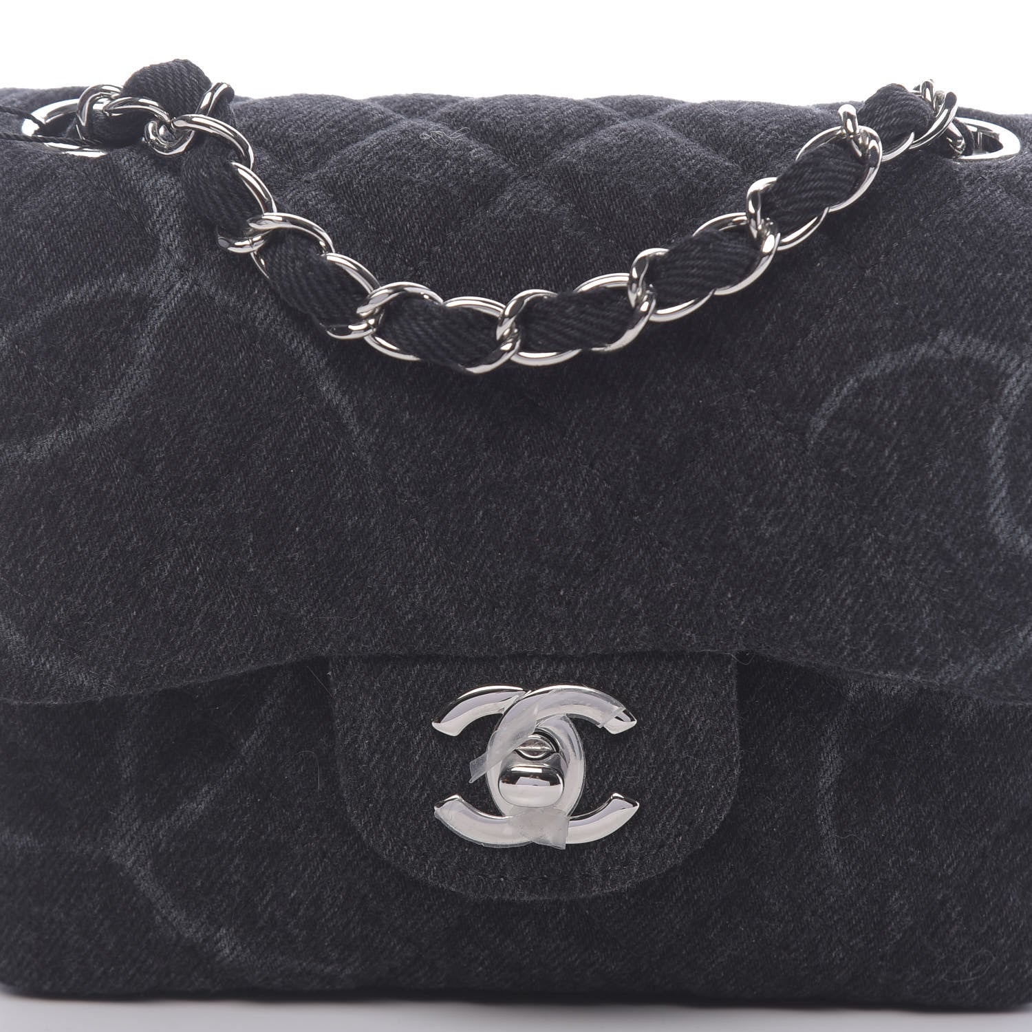 Chanel Denim CC Quilted Mini Square Flap Black 10 of 11