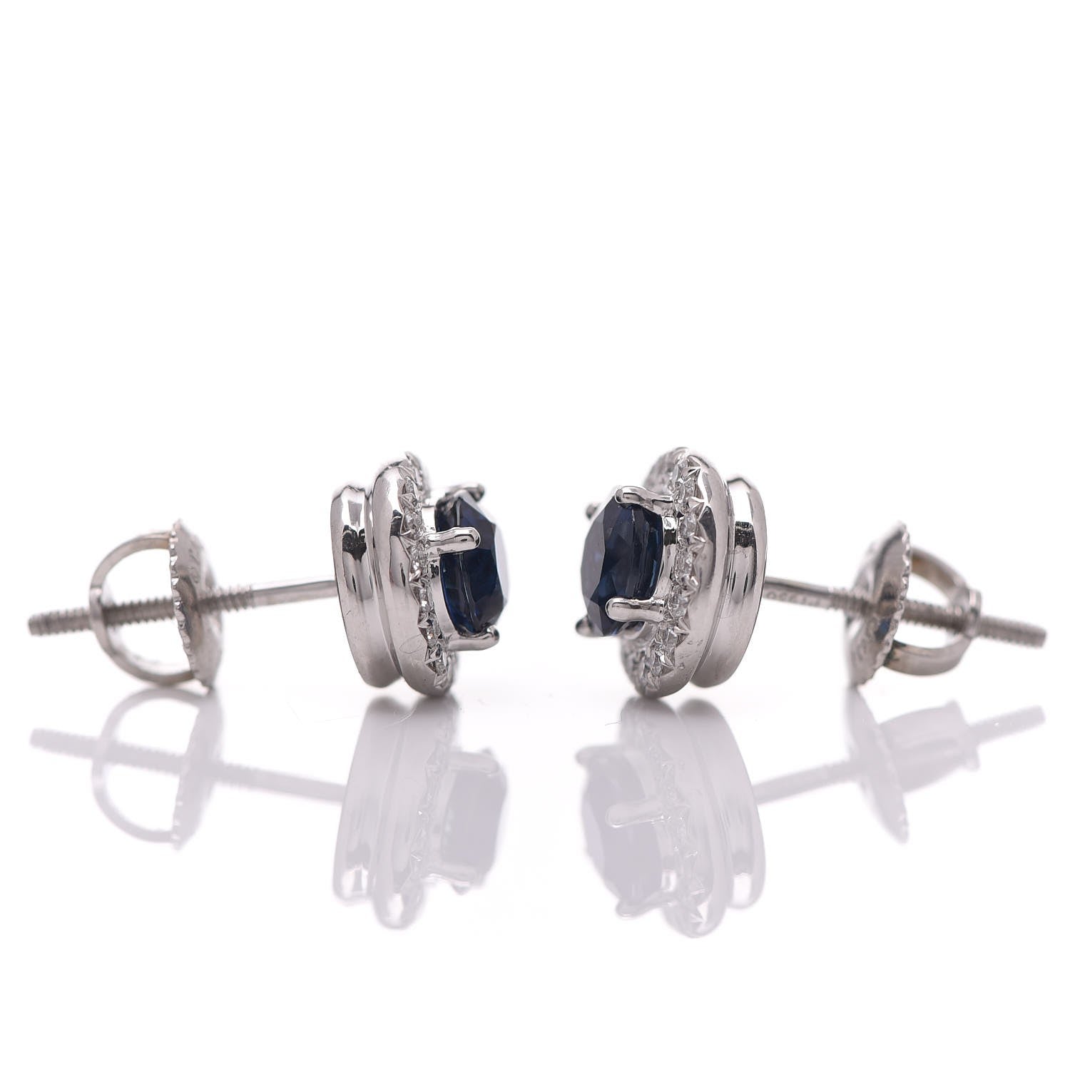Tiffany Platinum Diamond Sapphire Soleste Earrings 9 of 13