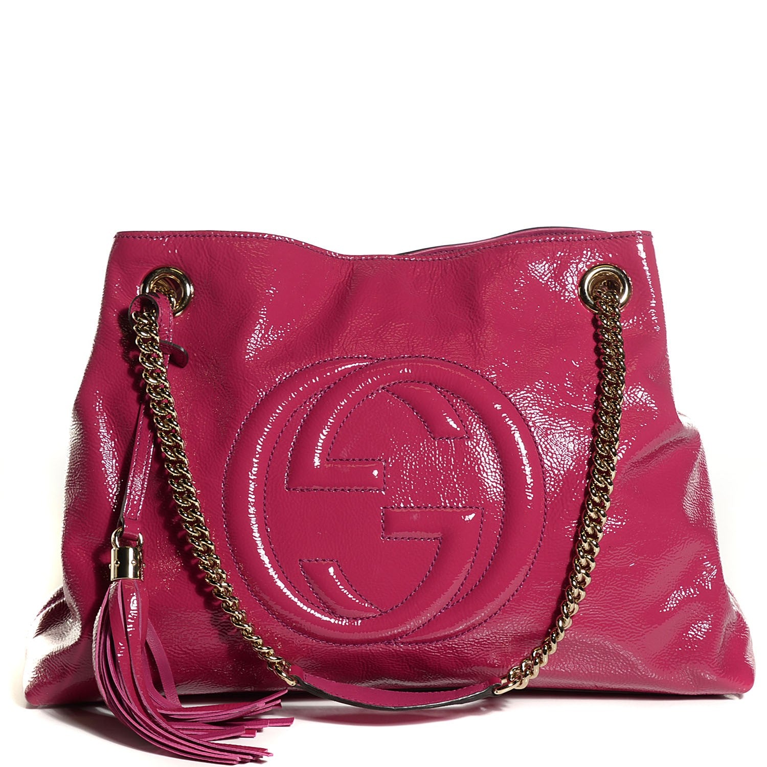 Gucci Vernice Naplack Medium Soho Chain Shoulder Bag Bright Bouganville 1 of 9
