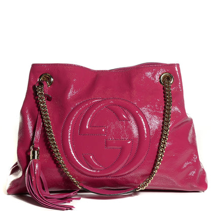 Gucci Vernice Naplack Medium Soho Chain Shoulder Bag Bright Bouganville 1 of 9