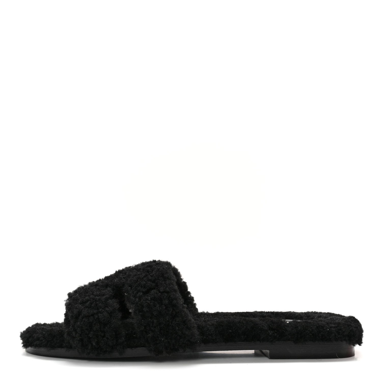 Hermes Woolskin Oran Sandals 38 Black 1 of 9
