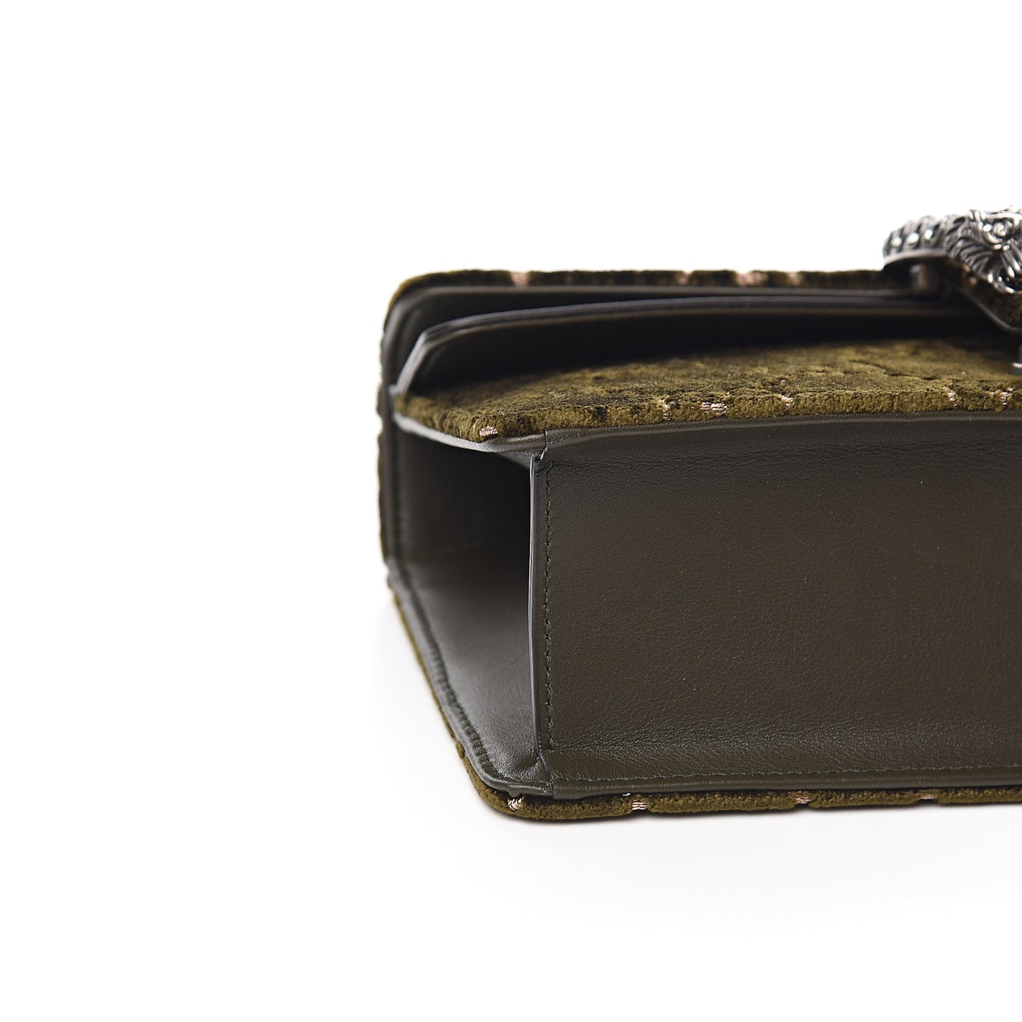 Velvet Moon Calfskin Crystal GG Monogram Small Dionysus Shoulder Bag Dark Olive Rose Gold