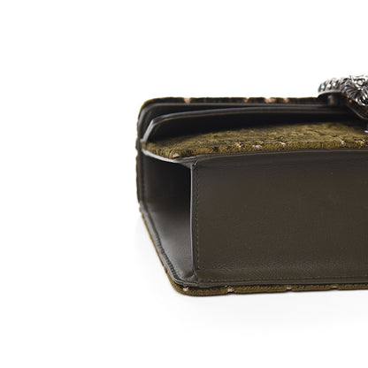 Gucci Velvet Moon Calfskin Crystal GG Monogram Small Dionysus Shoulder Bag Dark Olive Rose Gold 7 of 9