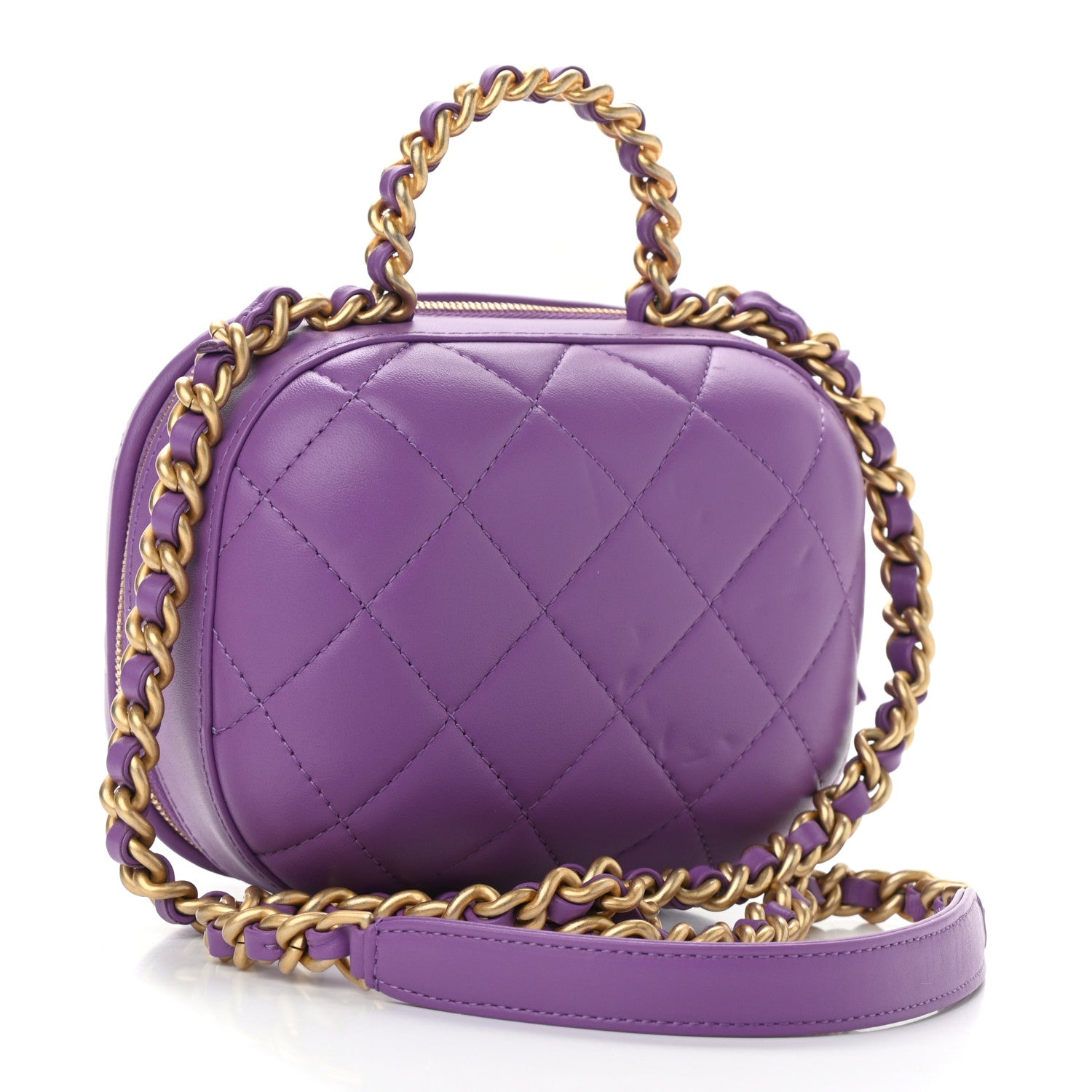 Chanel Lambskin Quilted Small CC Bubble Vanity Case Purple 2 of 10