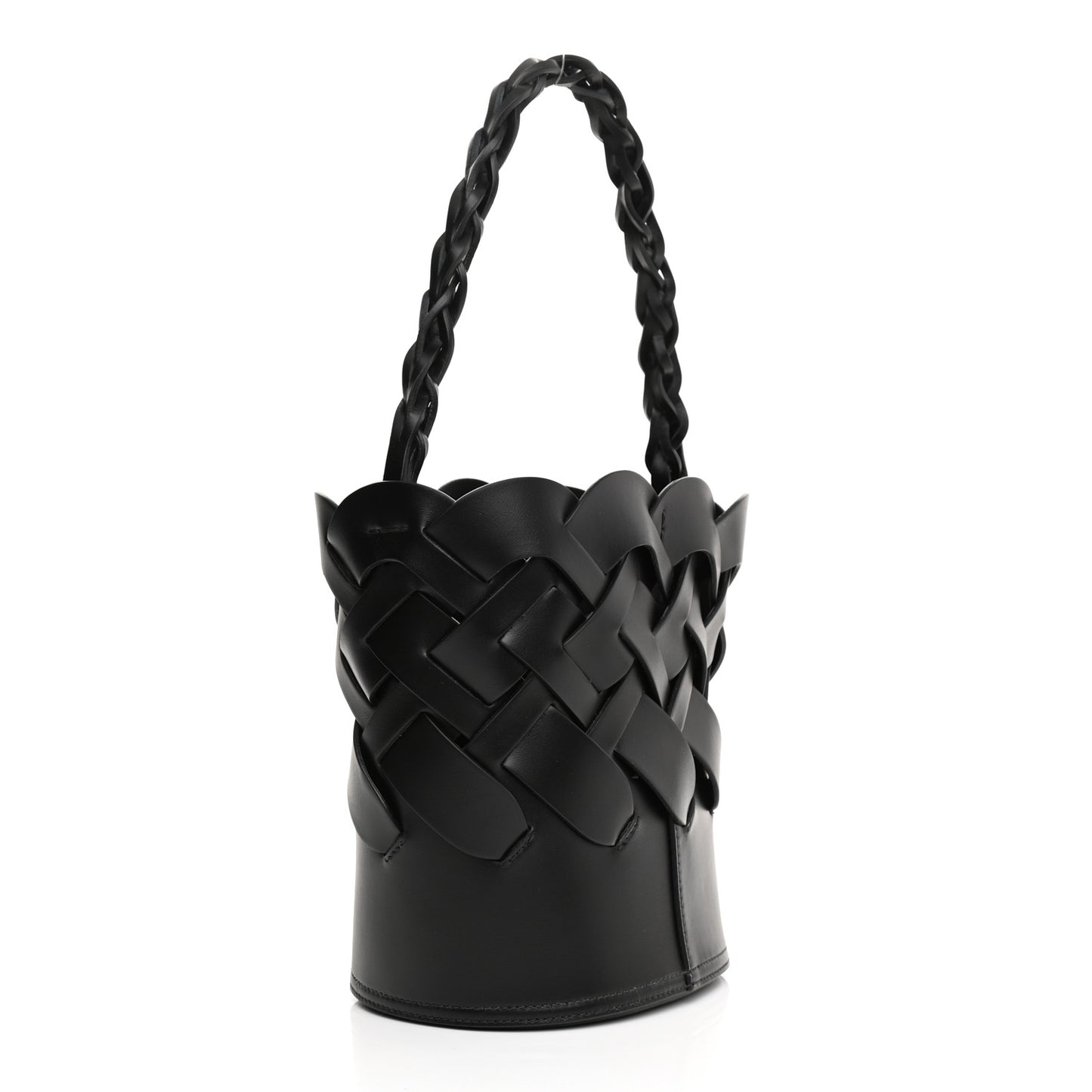 Vitello Intreccio Bucket Bag Black