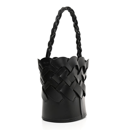 Prada Vitello Intreccio Bucket Bag Black 7 of 19