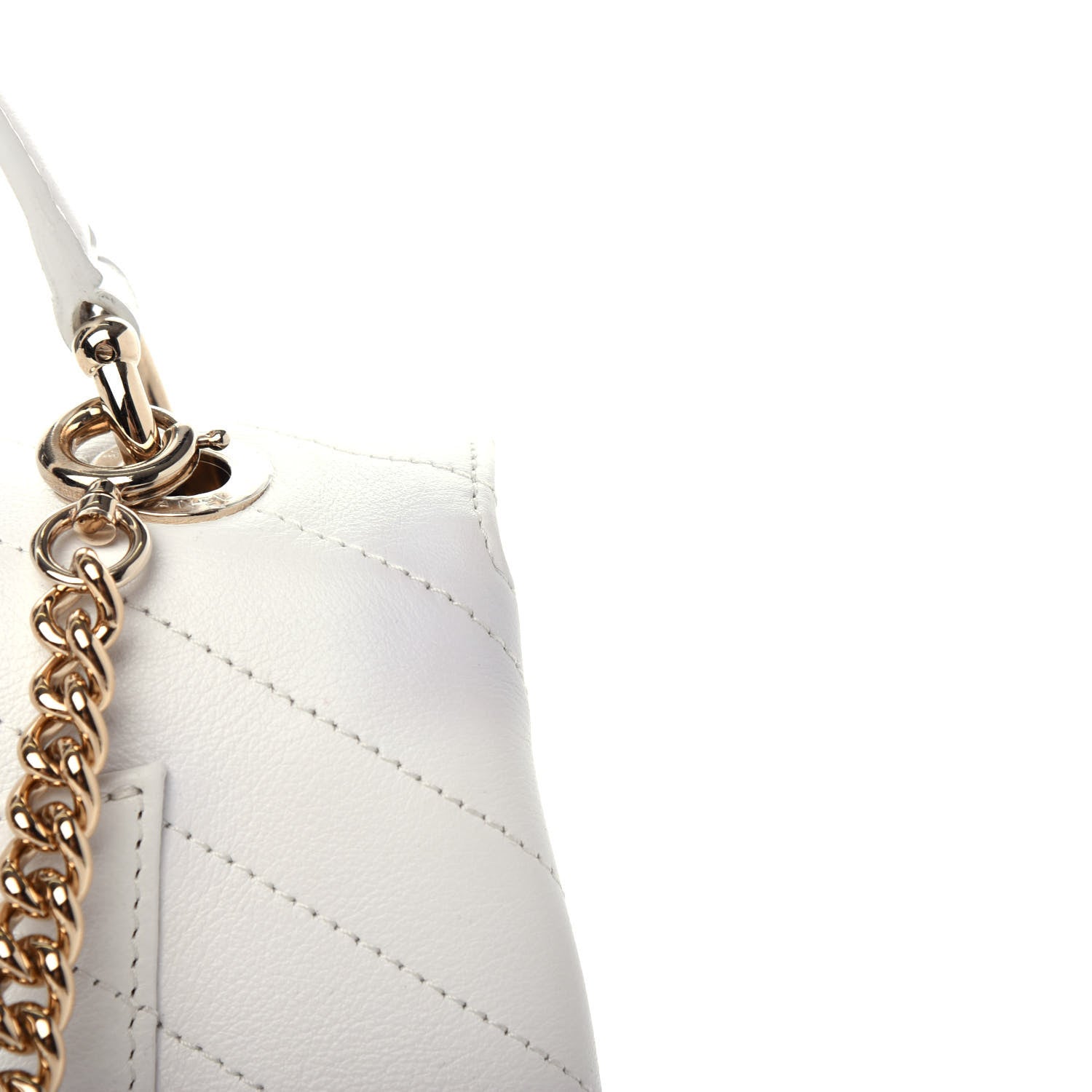 Chanel Grained Calfskin Stitched Medium Chevron Chic Top Handle Flap White 11 of 13