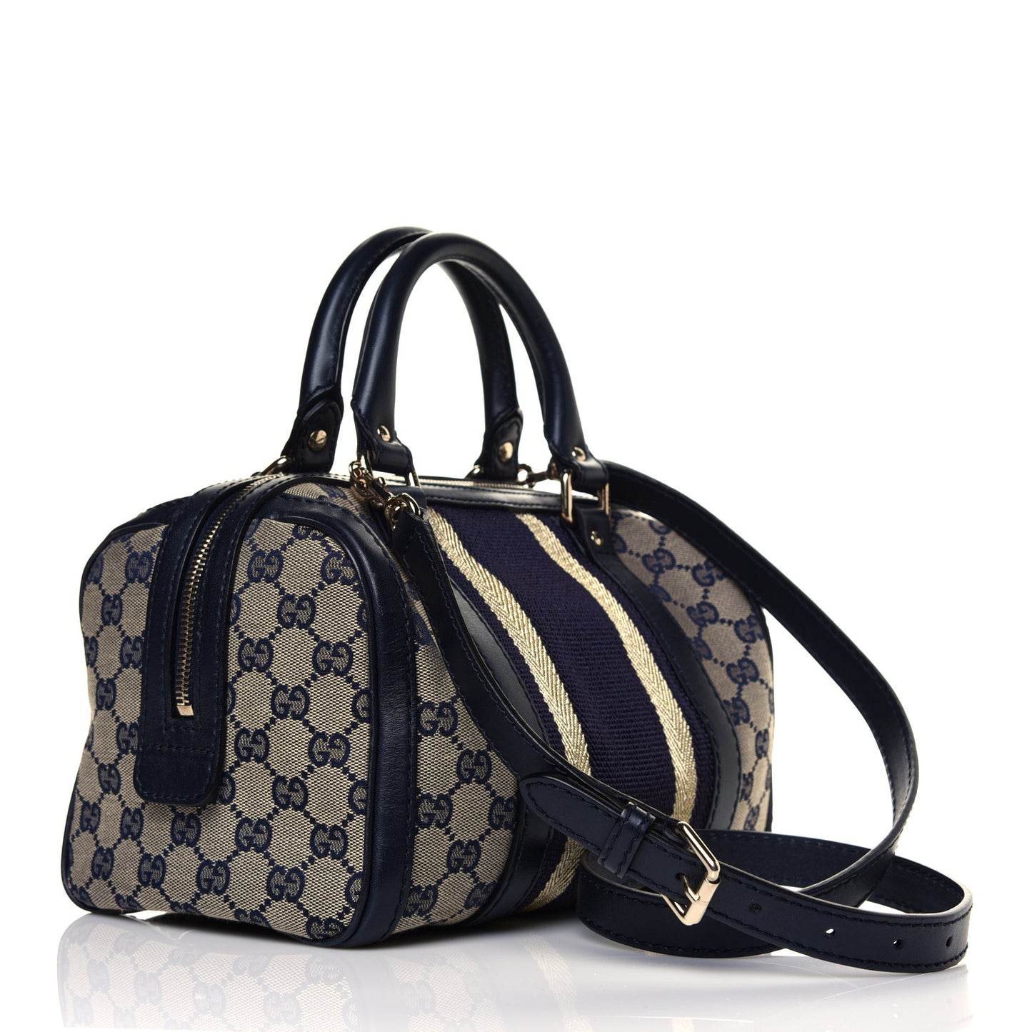 Monogram Vintage Web Small Boston Navy