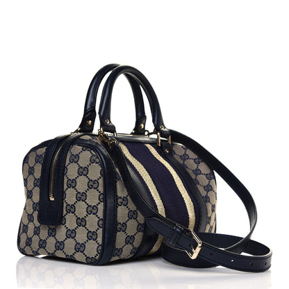 Gucci Monogram Vintage Web Small Boston Navy 4 of 18