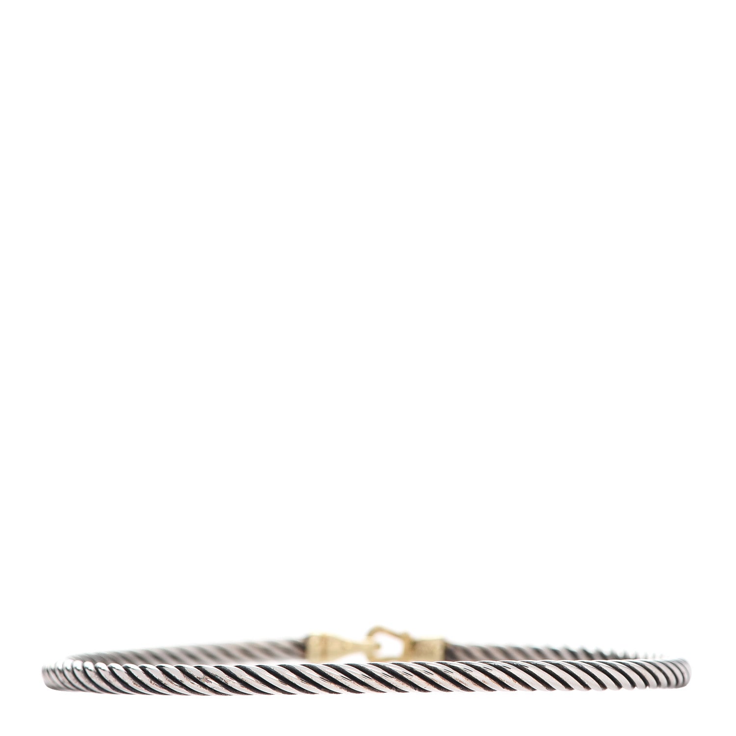David Yurman Sterling Silver 18K Yellow Gold 3mm Cable Buckle Bracelet 3 of 5