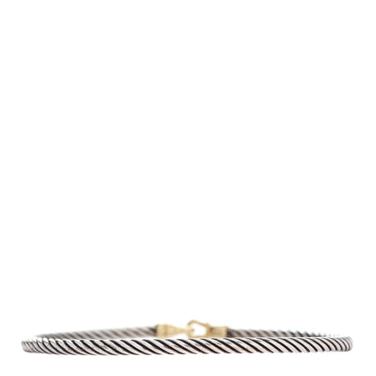 David Yurman Sterling Silver 18K Yellow Gold 3mm Cable Buckle Bracelet 3 of 5