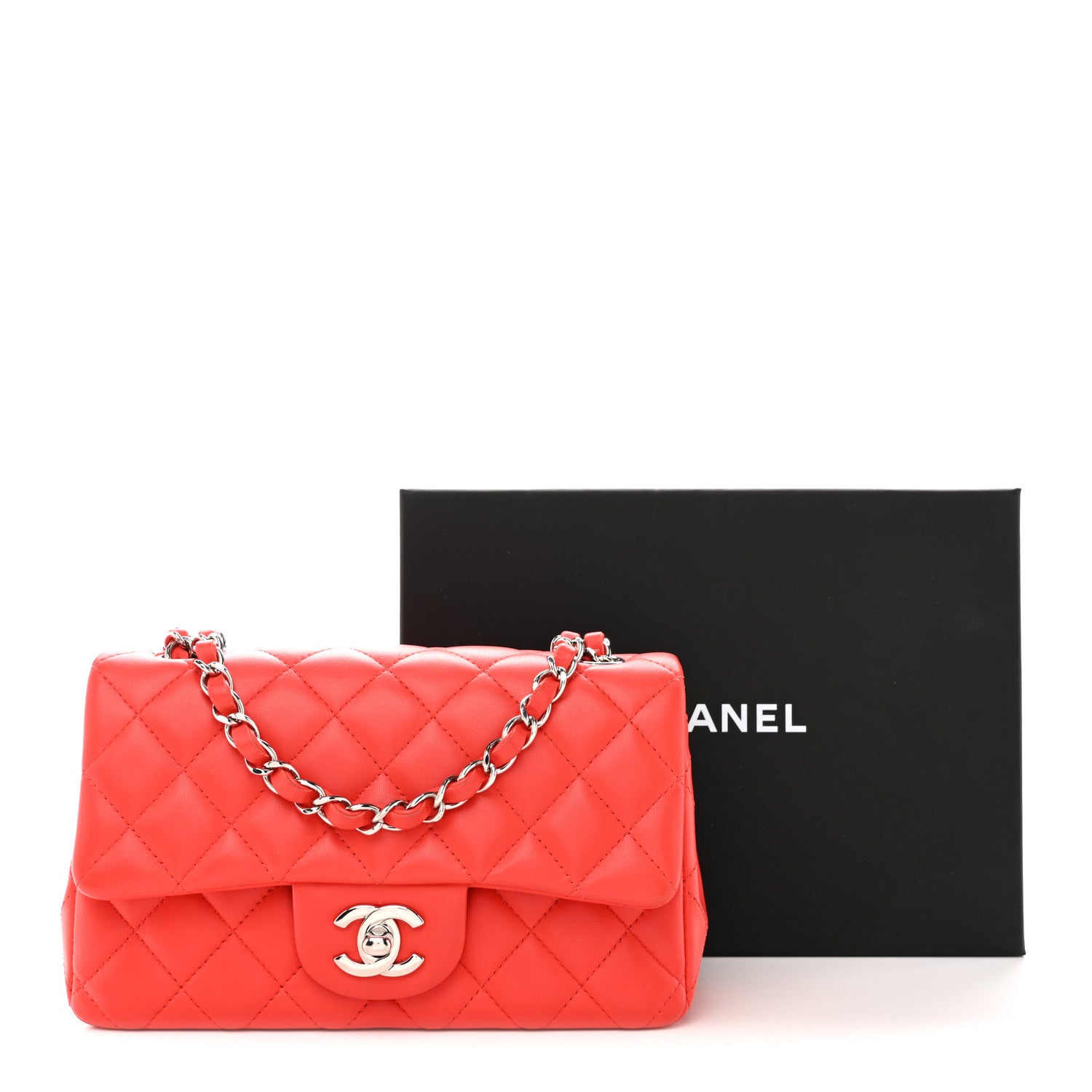Chanel Lambskin Quilted Mini Rectangular Flap Red 12 of 12