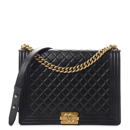 Chanel Lambskin Quilted Large Boy Flap Black 1 of 14