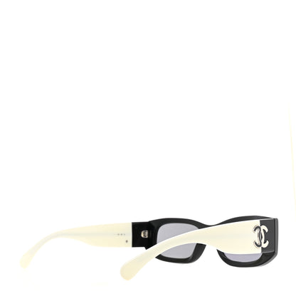 Chanel Acetate Rectangle Sunglasses 5525 Black White 4 of 8