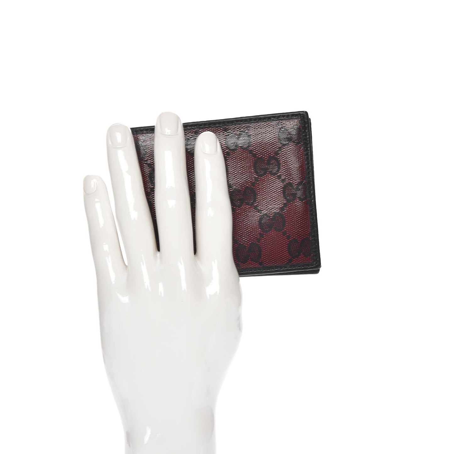 Crystal Monogram Dollar Calfskin Bi-Fold Wallet Light Cherry Black