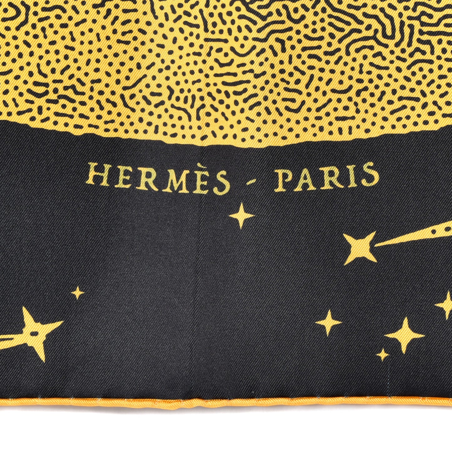 ERMES Silk Clair De Lune Double Face Scarf 90 Black Jaune D'Or Bleu