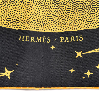 Hermes ERMES Silk Clair De Lune Double Face Scarf 90 Black Jaune D'Or Bleu 3 of 5