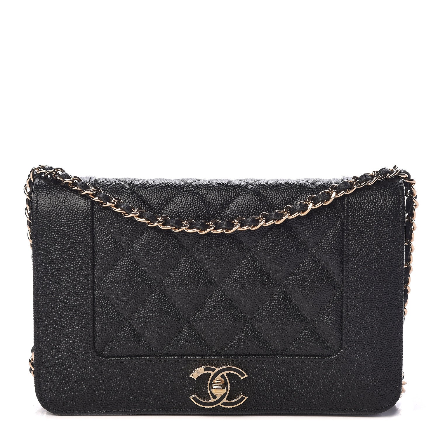 Chanel Caviar Quilted Vintage Mademoiselle Wallet On Chain WOC Black 1 of 12