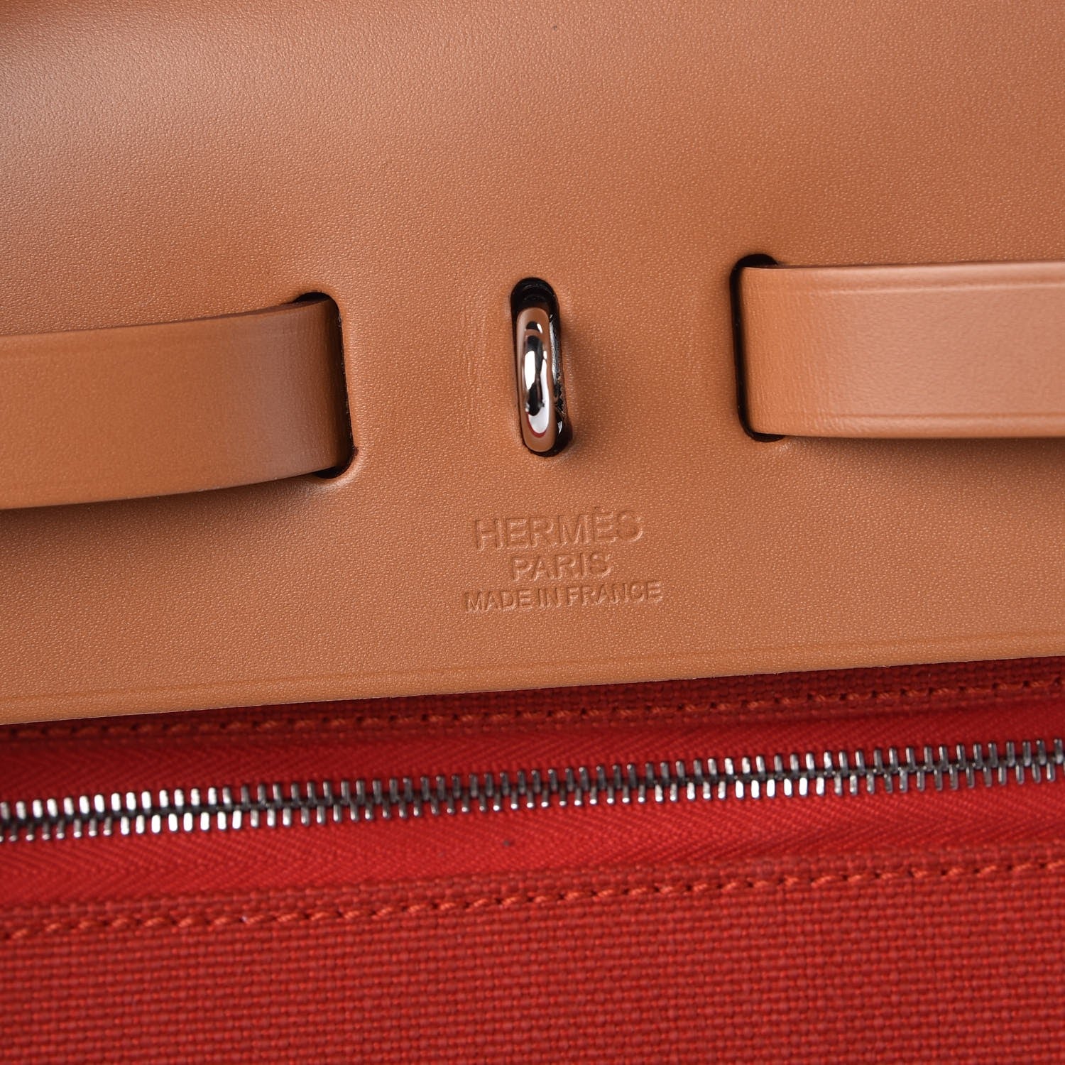 Hermes Vache Hunter Toile Herbag Zip 31 PM Rouge Tomate Natural 7 of 9