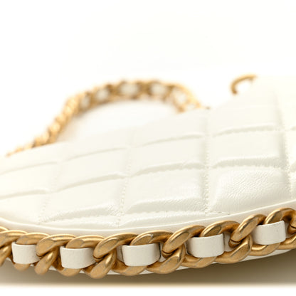 Chanel Shiny Crumpled Lambskin Quilted Trendy Chain Around Hobo White 9 of 12