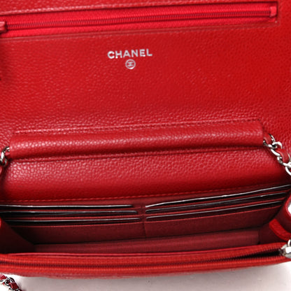 Chanel Caviar Quilted Wallet On Chain WOC Red 4 of 4