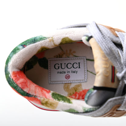 Gucci Metallic Calfskin Glitter Mesh Womens Ultrapace Sneakers 38 Silver Light Grey Mystic White 8 of 9