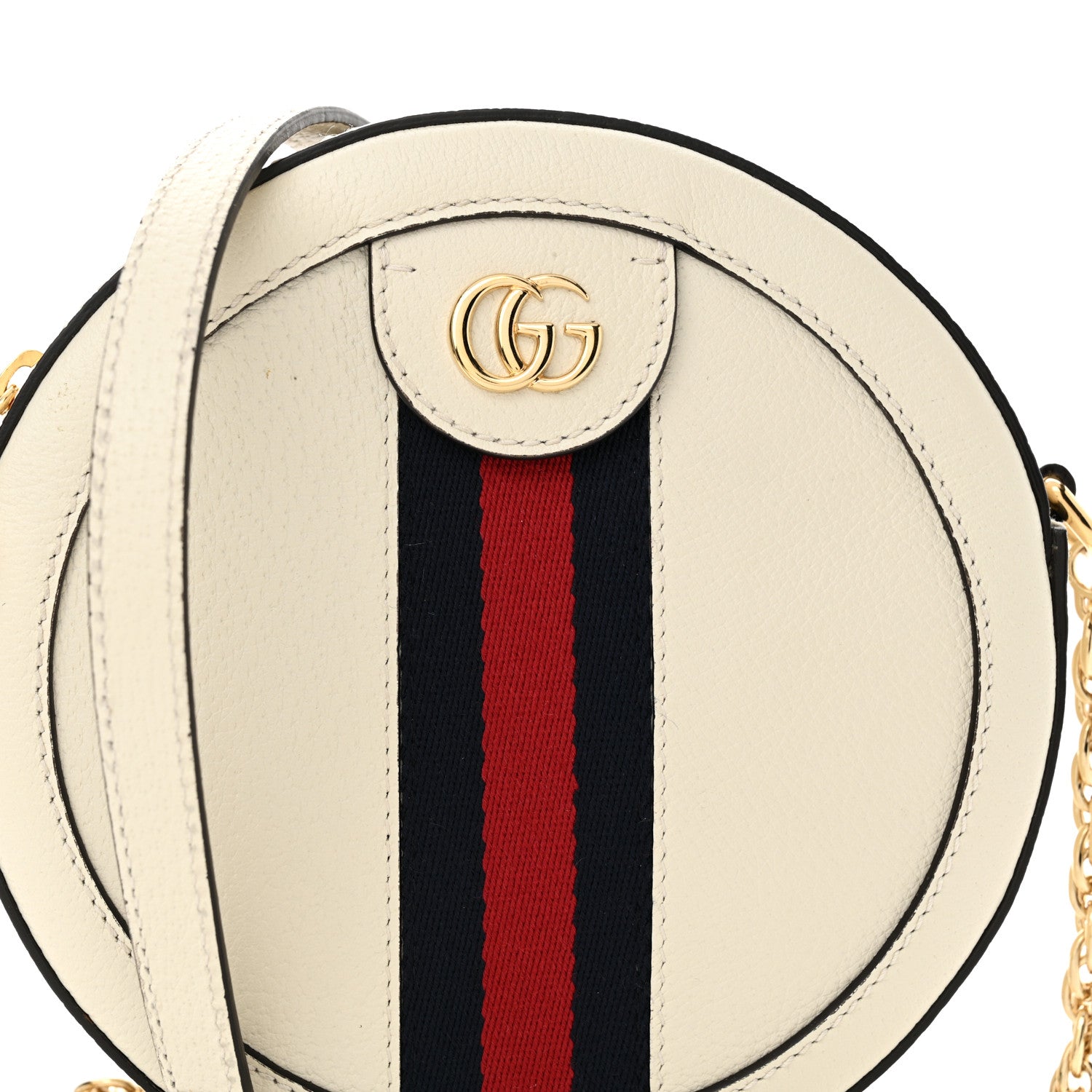 Gucci Textured Calfskin Web Mini Ophidia Round Shoulder Bag Mystic White 8 of 14