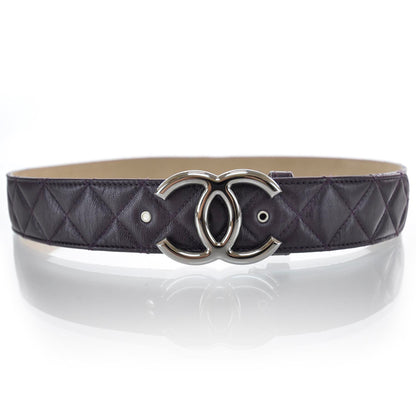 Chanel Lambskin Quilted CC Belt 90 36 Plum 1 of 7
