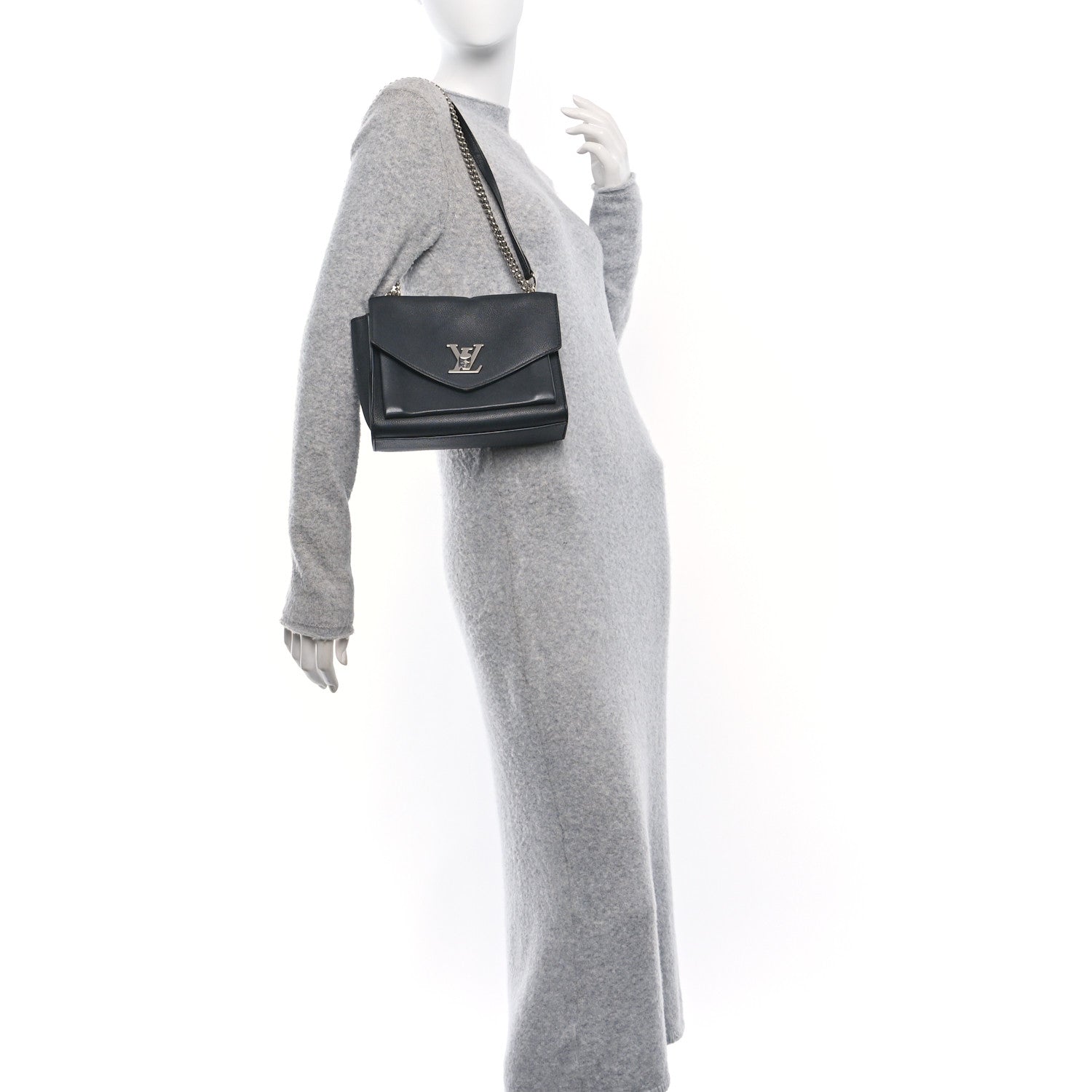 Louis Vuitton Soft Calfskin My Lockme Chain Bag BB Black 2 of 9