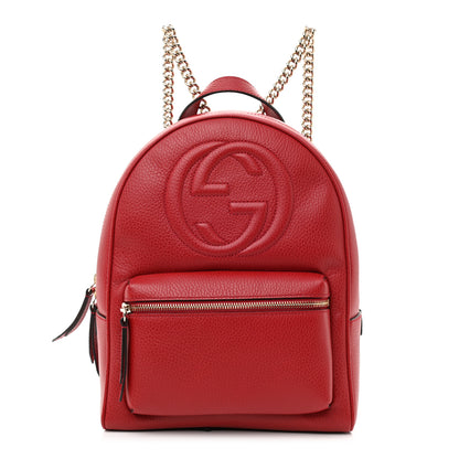 Gucci Pebbled Calfskin Soho Chain Backpack Red 1 of 8