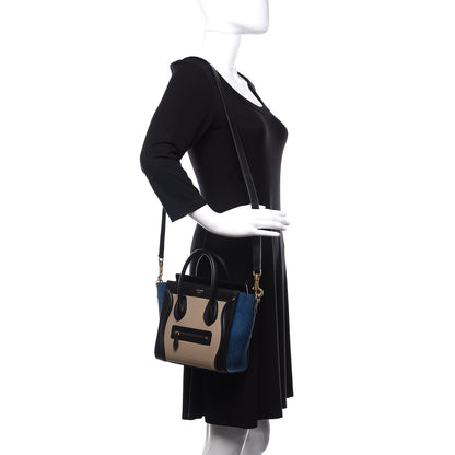 Celine Elephant Calfskin Suede Tri-color Nano Luggage Sand 2 of 11