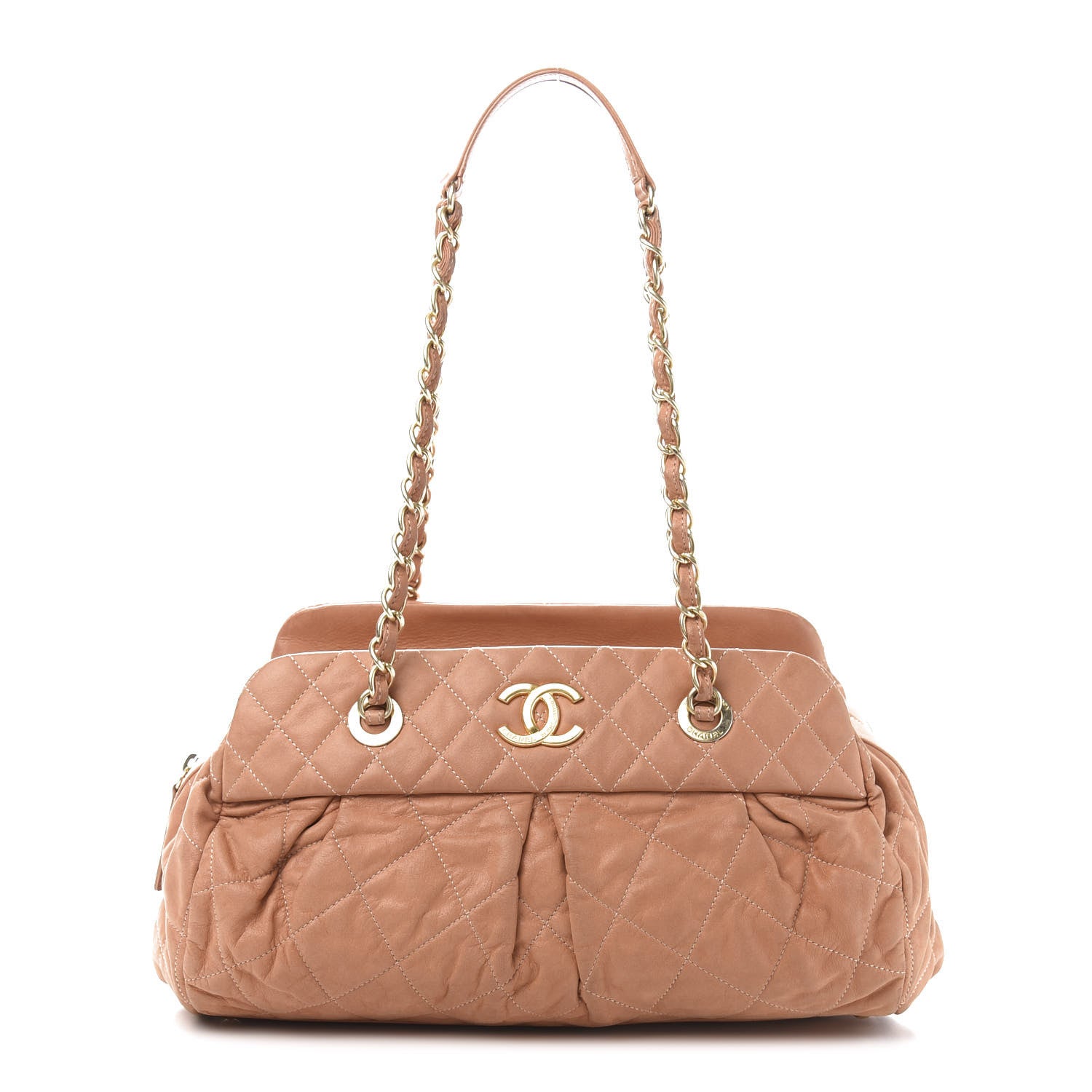 Chanel Iridescent Calfskin Chic Quilt Bowling Bag Dark Beige 1 of 13