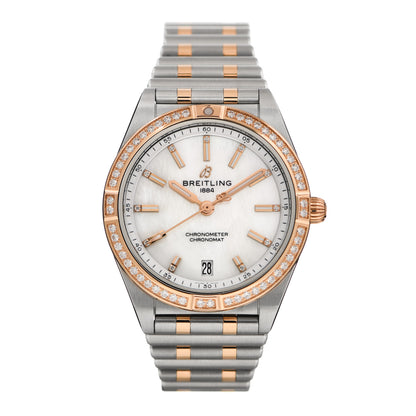 Breitling Stainless Steel 18K Rose Gold Diamond Bezel 36mm Chronomat Automatic Watch U10380 1 of 6