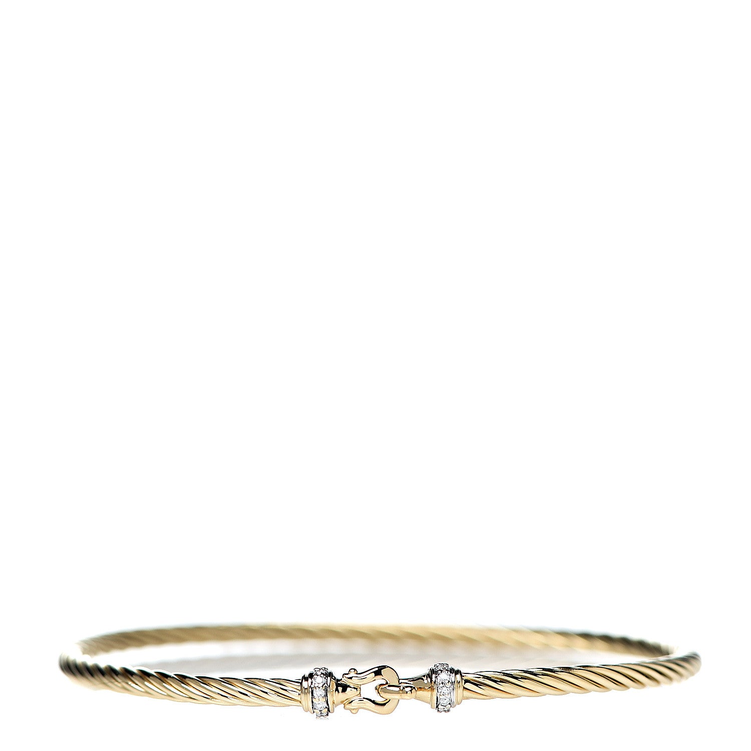 David Yurman 18K Yellow Gold Diamond 2.6mm Cable Collectibles Buckle Bracelet 1 of 3