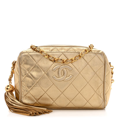 Chanel Metallic Lambskin Quilted Tassel Camera Case Gold 1 of 11
