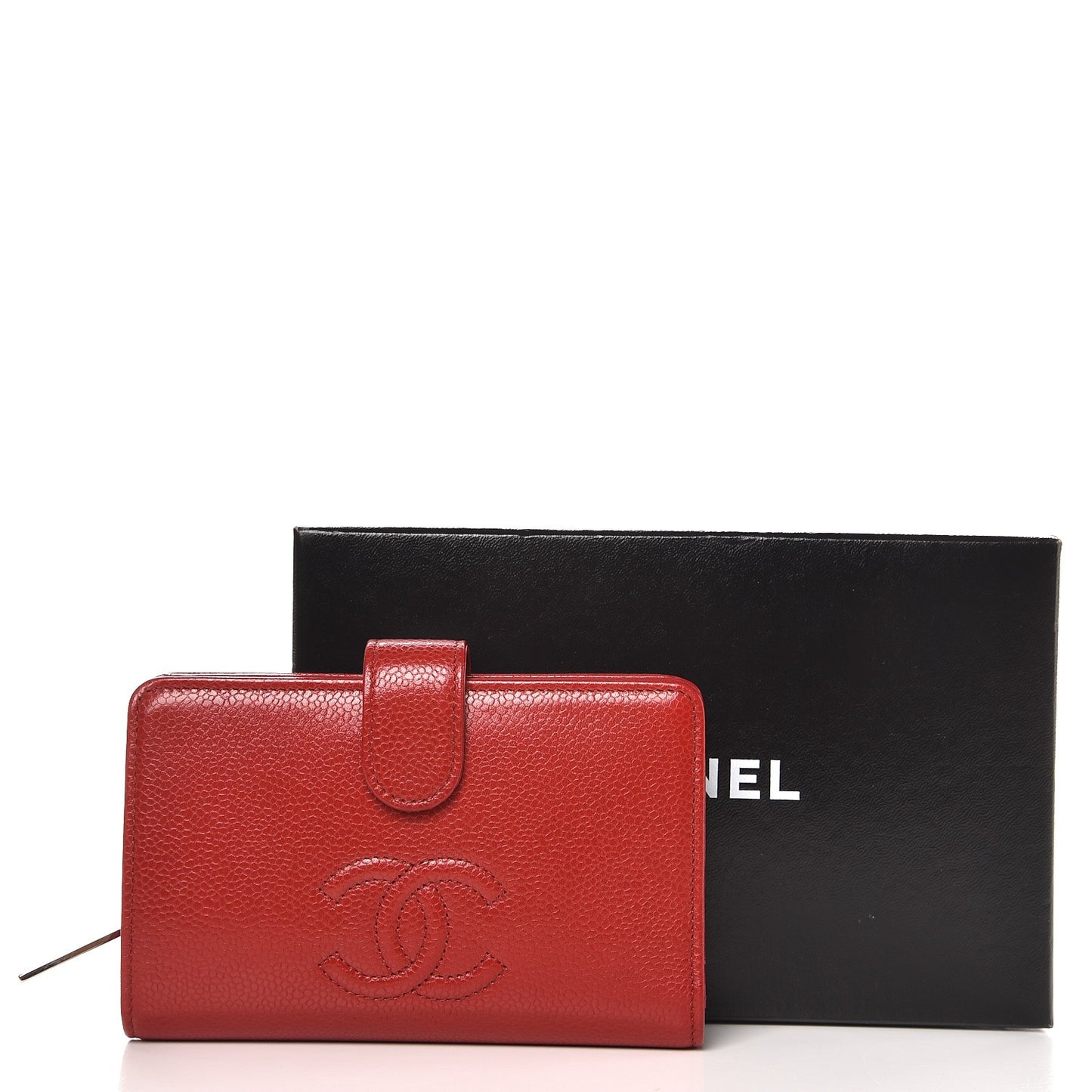 Caviar Timeless CC L-Zip Pocket Wallet Red