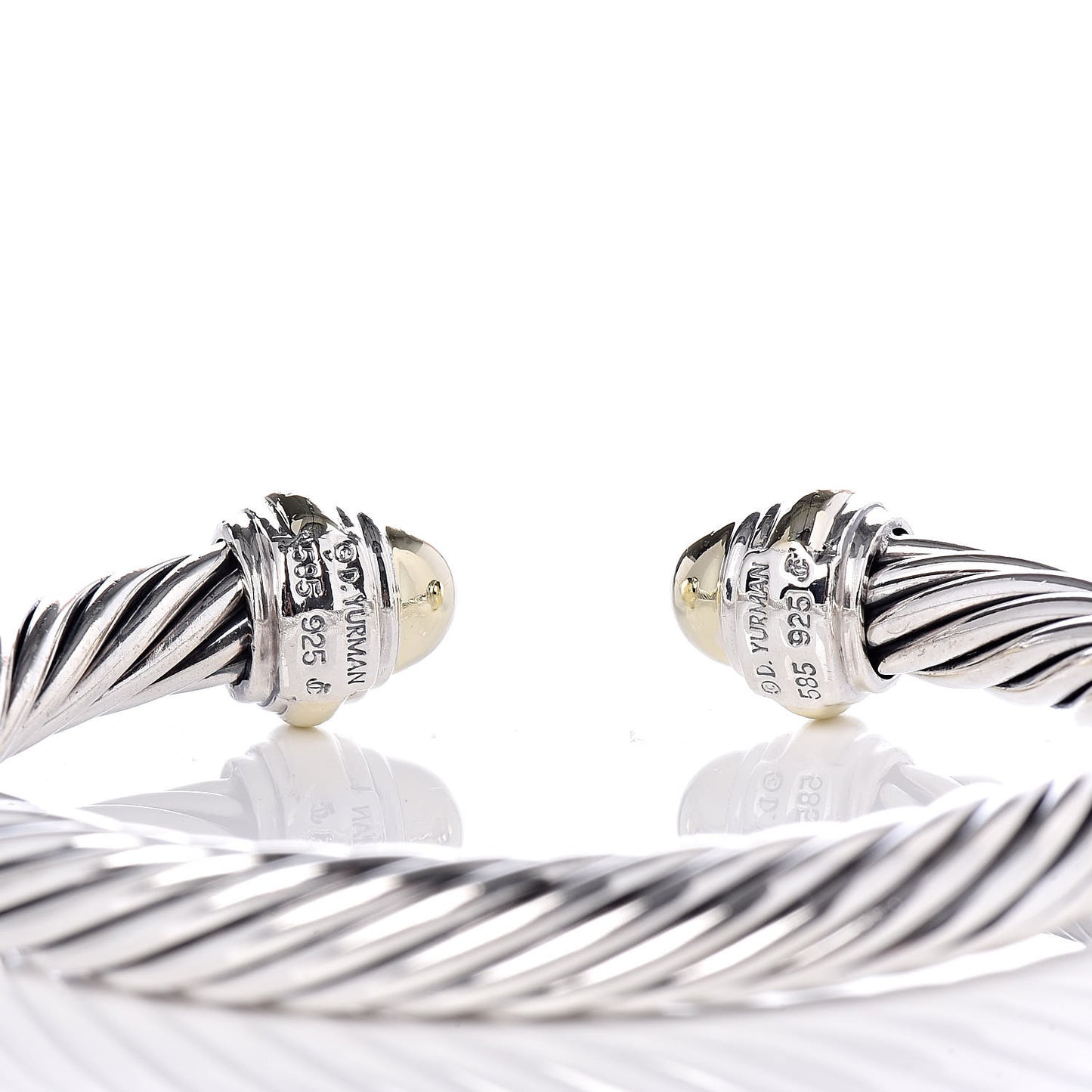 Sterling Silver 14K Yellow Gold 7mm Cable Classics Bracelet