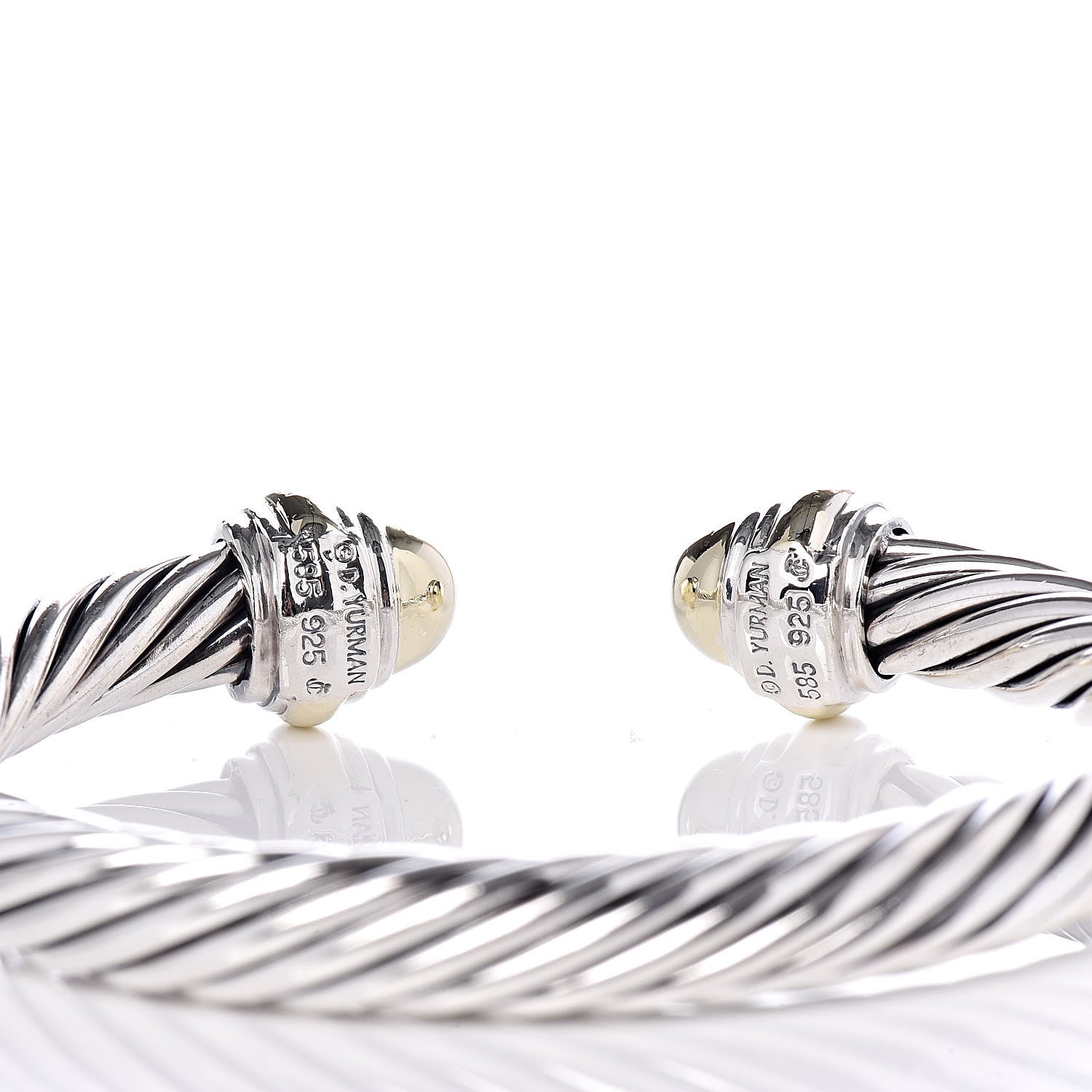 David Yurman Sterling Silver 14K Yellow Gold 7mm Cable Classics Bracelet 5 of 5