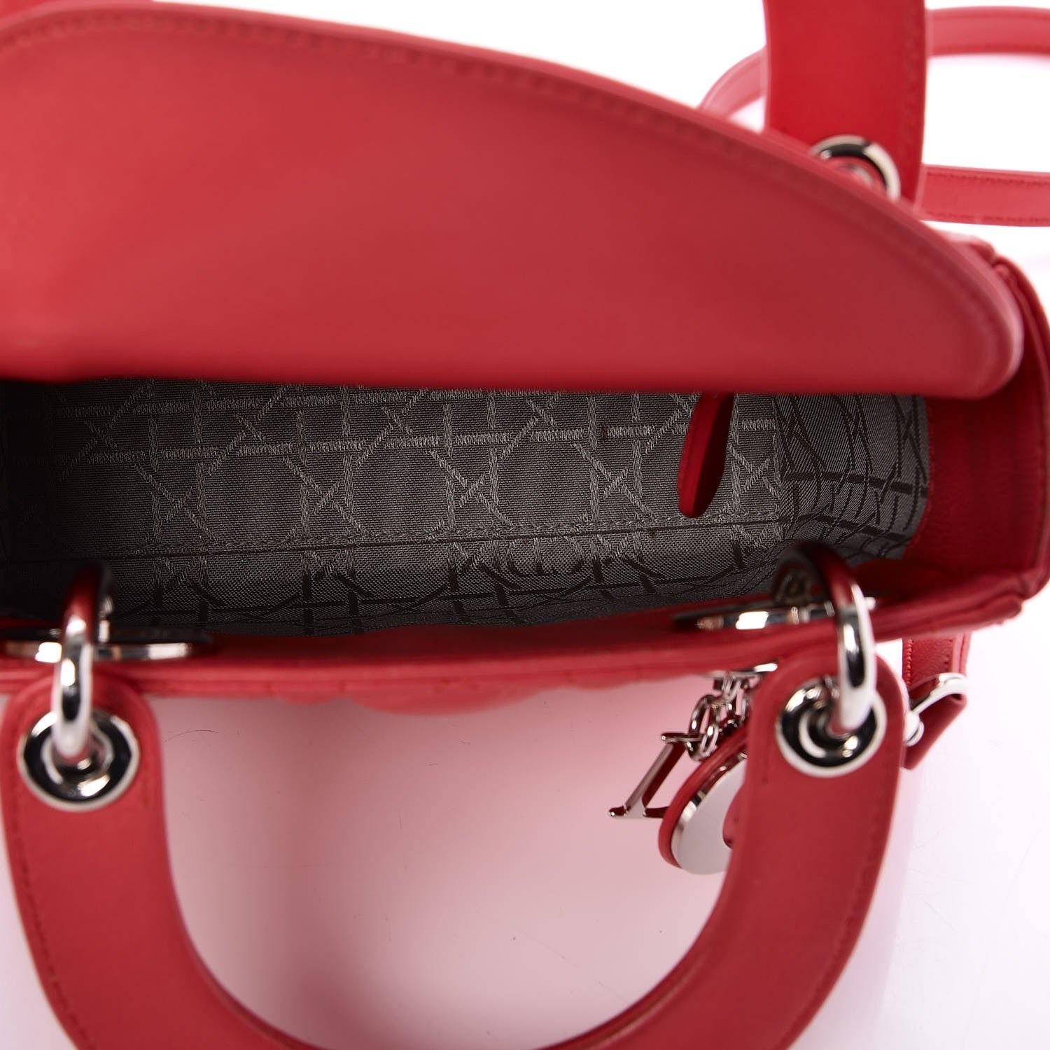 Christian Dior Lambskin Cannage Mini Lady Dior Coral 5 of 9
