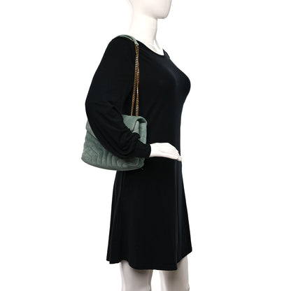 Saint Laurent Suede Calfskin Y Quilted Monogram Small Loulou Chain Satchel Vert Opaline 2 of 13